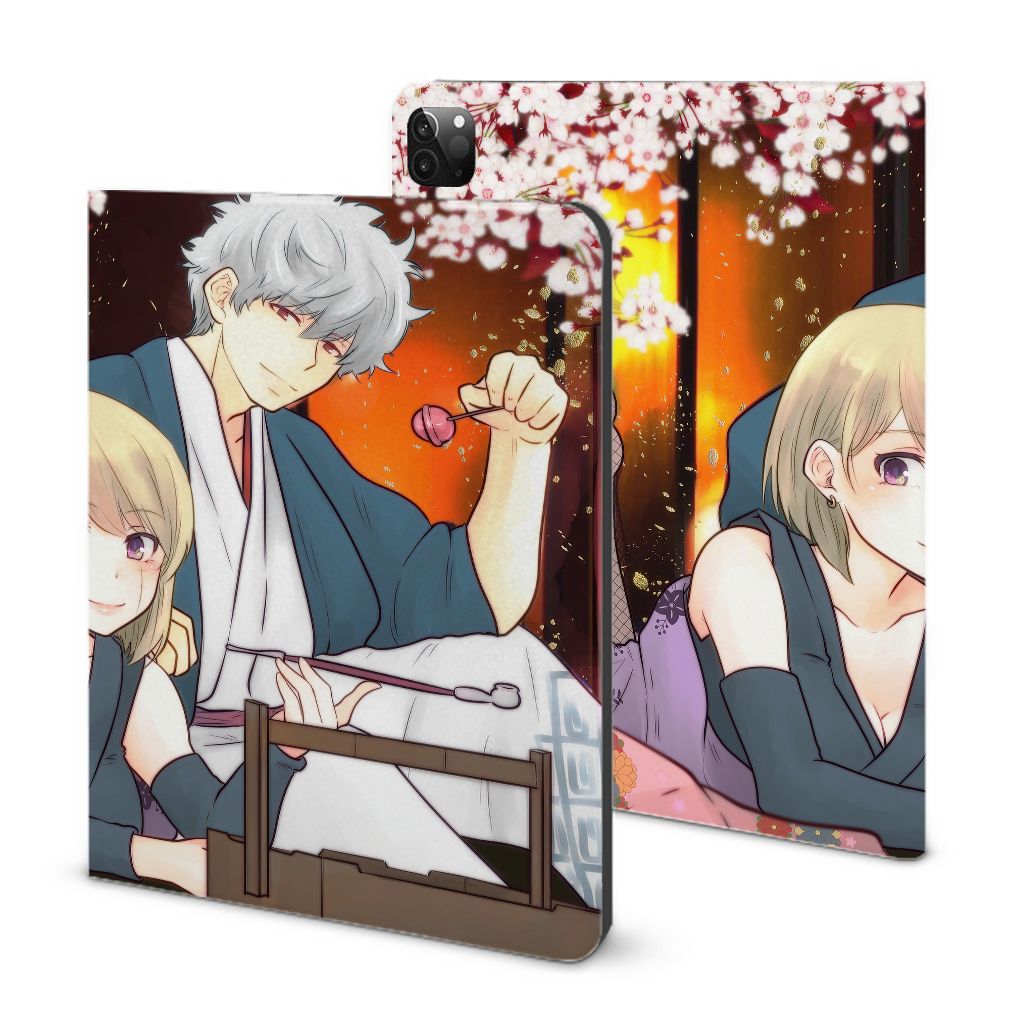 （画像用） ぎんたま 坂田銀時（さかたぎんとき） 神楽 志村新八（しむら しんぱち） GINTAMA Sakata Gintoki Kagura Shimura Shinpachi IPadケース ペンホルダー付き ブックスタイルデザイン